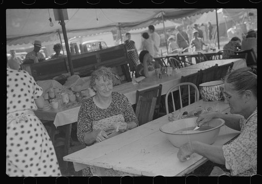 Untitled photo, possibly related to: Refreshment stand at county fair, central Ohio
