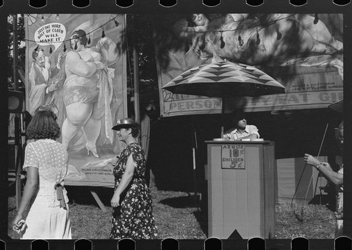 Untitled photo, possibly related to: Sideshow, county fair, central Ohio