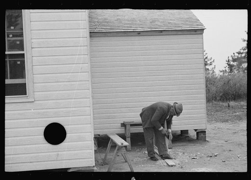 Untitled photo, possibly related to: Carpenter at work, Eatonton, Georgia. Briar Patch Project