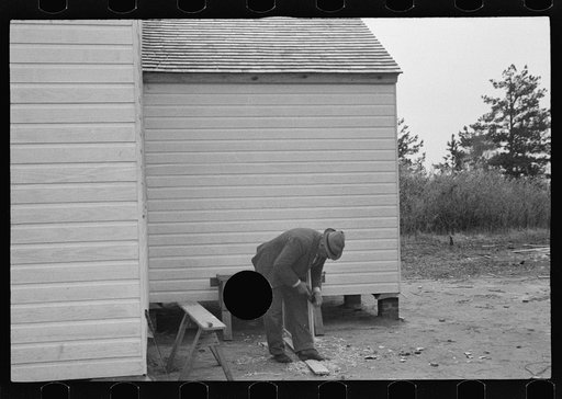 Untitled photo, possibly related to: Carpenter at work, Eatonton, Georgia. Briar Patch Project