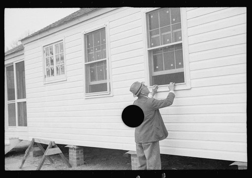Untitled photo, possibly related to: Carpenter at work, Eatonton, Georgia. Briar Patch Project