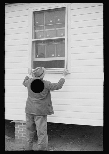 Untitled photo, possibly related to: Carpenter at work, Eatonton, Georgia. Briar Patch Project