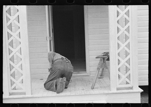 Carpenter at work, Eatonton, Georgia. Briar Patch Project