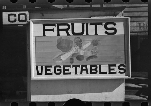 Untitled photo, possibly related to: Fruit sign. Beaufort, South Carolina