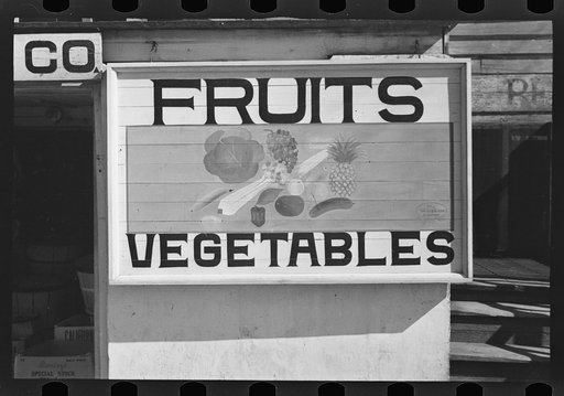 Untitled photo, possibly related to: Fruit sign. Beaufort, South Carolina