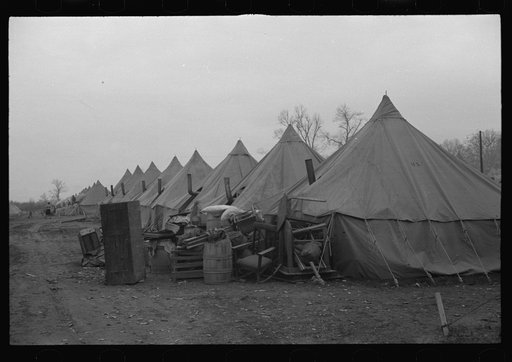 Untitled photo, possibly related to: The kitchen in the camp for white flood refugees at Forrest City, Arkansas