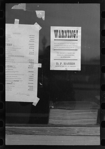 Sign posted in Marianna, Arkansas during the 1937 flood
