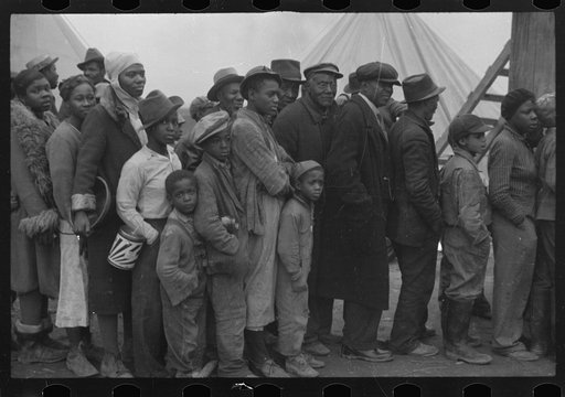 Untitled photo, possibly related to: Flood refugees at mealtime, Forrest City, Arkansas