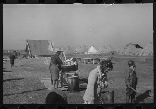 Untitled photo, possibly related to: Facilities for washing in the camp for white flood refugees at Forrest City, Arkansas