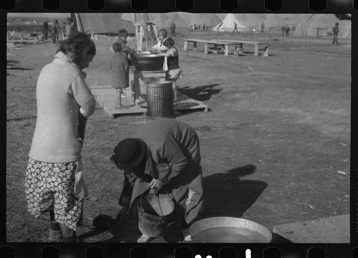 Untitled photo, possibly related to: Facilities for washing in the camp for white flood refugees at Forrest City, Arkansas