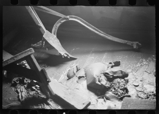 Untitled photo, possibly related to: Interior of a farmhouse near Ridgeley, Tennessee, after the 1937 flood waters had subsided