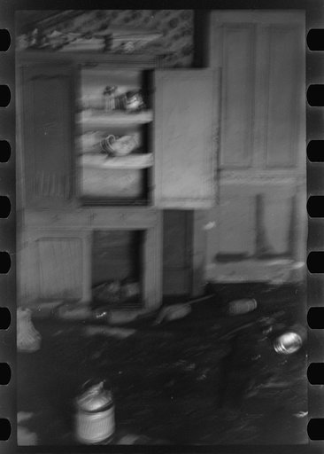 Untitled photo, possibly related to: Interior of a farmhouse near Ridgeley, Tennessee, after the 1937 flood waters had subsided