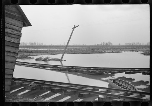 Untitled photo, possibly related to: Farmyard covered with flood waters near Ridgeley, Tennessee