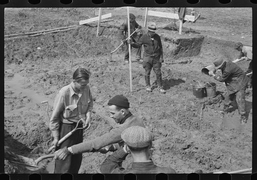 Untitled photo, possibly related to: Working on new sewage disposal plant, Berwyn, Maryland