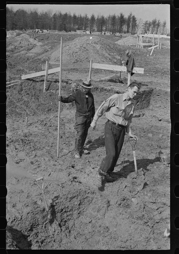 Untitled photo, possibly related to: Working on new sewage disposal plant, Berwyn, Maryland