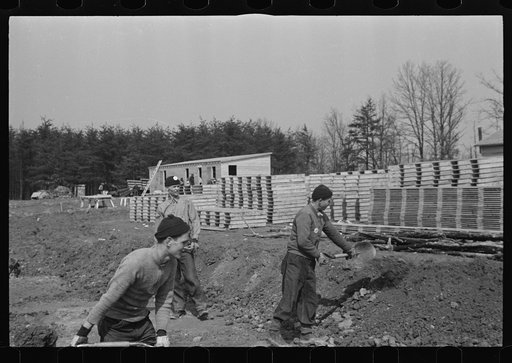 Untitled photo, possibly related to: Work progresses on sewage line near new sewage disposal plant, Berwyn, Maryland
