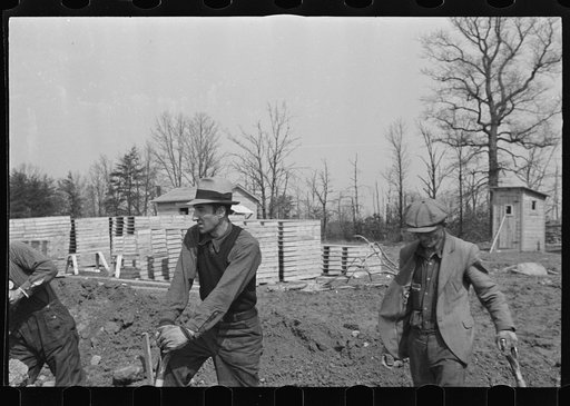 Untitled photo, possibly related to: Work progresses on sewage line near new sewage disposal plant, Berwyn, Maryland