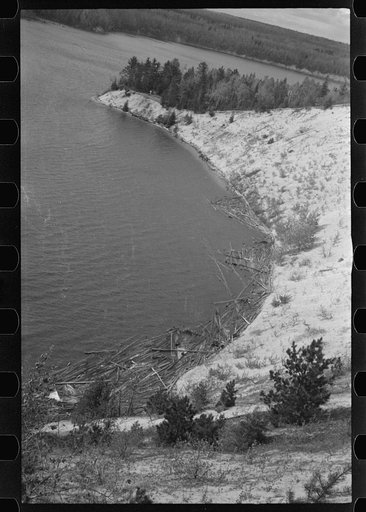 Lonely cross and old rollway now abandoned, Au Sable River, Michigan