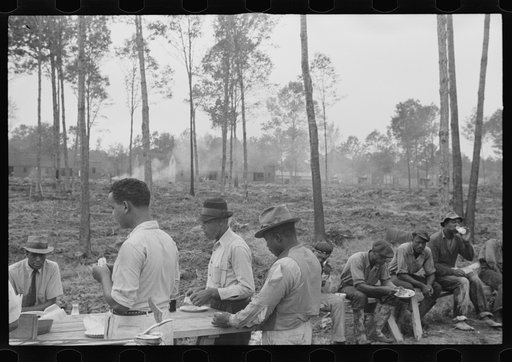 Untitled photo, possibly related to: Negro workmen having lunch, Newport News Homesteads, Virginia