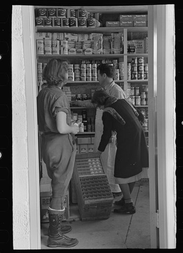 Scene in the first cooperative store in Jersey Homesteads run by Nathan Dubin, Hightstown, New Jersey