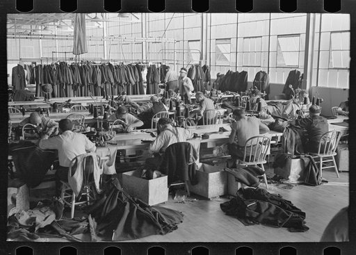 Untitled photo, possibly related to: Pressers of work on women's coats in the cooperative garment factory at Jersey Homesteads, Hightstown, New Jersey