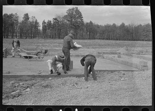 Construction of houses (reading plans and measuring), Jersey Homesteads, Hightstown, New Jersey