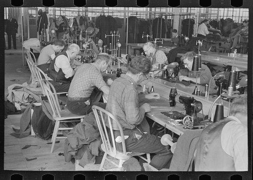 Untitled photo, possibly related to: Some of the operators at the Jersey Homesteads garment factory working at their machines for union wages and under union conditions. Hightstown, New Jersey