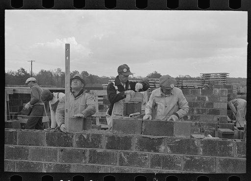 Untitled photo, possibly related to: Closeup of construction of houses, Jersey Homesteads, Hightstown New Jersey