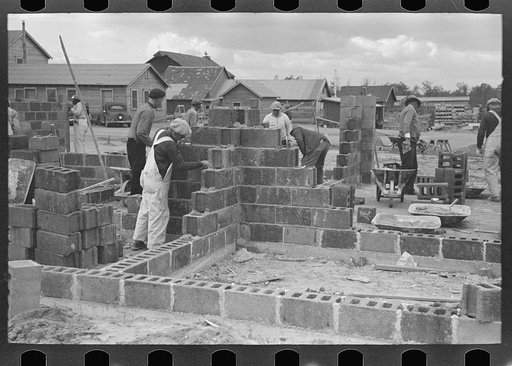 Cinder block construction, Jersey Homesteads, Hightstown, New Jersey