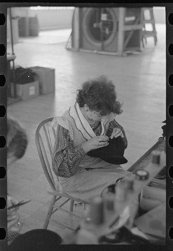 Making hats in the cooperative garment factory at Jersey Homesteads, Hightstown, New Jersey