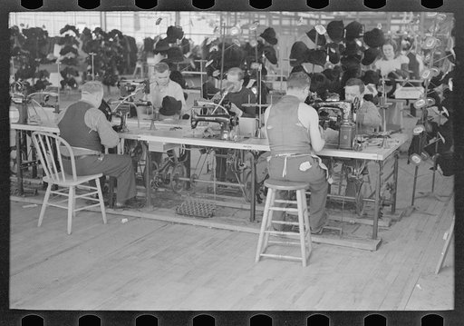 Making hats at the cooperative garment factory at Jersey Homesteads, Hightstown, New Jersey