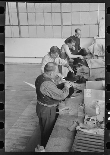 Hat makers at the cooperative garment factory, Hightstown, New Jersey