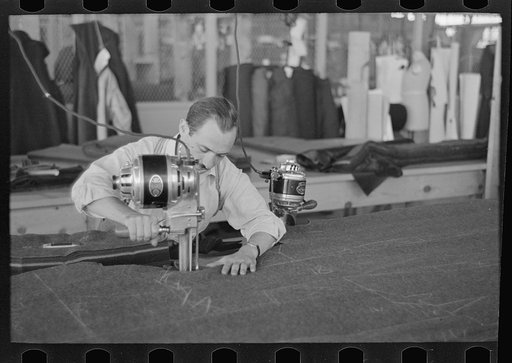 Untitled photo, possibly related to: Garment worker at Hightstown factory, New Jersey
