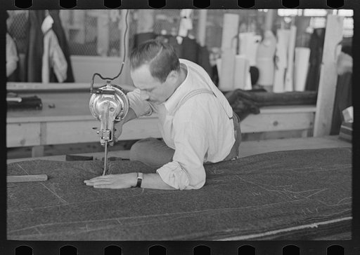 Philip Goldstein assistant cutter in the cooperative garment factory at Jersey Homesteads, is secretary of the Colonists' Association, the workers' Aim Cooperative Association, Inc. Hightstown, New Jersey