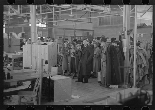Visitors being shown through factory at the New Jersey Homesteads