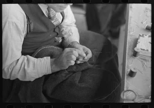 Untitled photo, possibly related to: Tailor cutting cloth, Jersey Homesteads factory, Hightstown, New Jersey