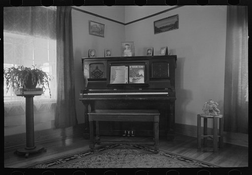 Corner of living room of Rustan brothers' farmhouse near Dickens, Iowa