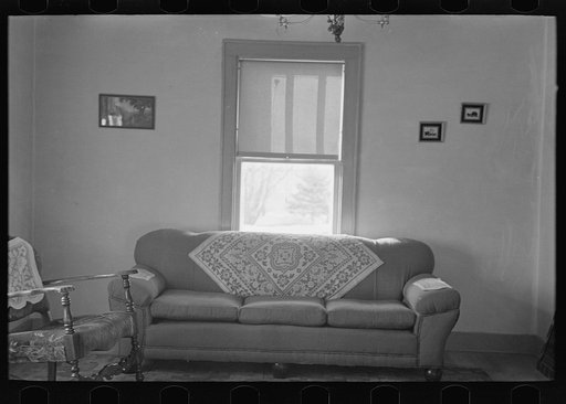 Interior of living room, G.H. West farm near Estherville, Iowa