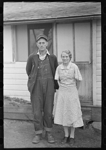 Untitled photo, possibly related to: Mr. & Mrs. Austin Fretty on their farm near Armstrong, Iowa. The land is rented from a loan company, and they have started farming with the help of a resettlement loan