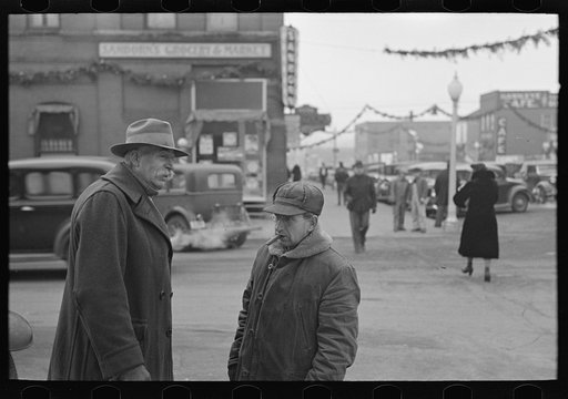 Farmers in town, Estherville, Iowa