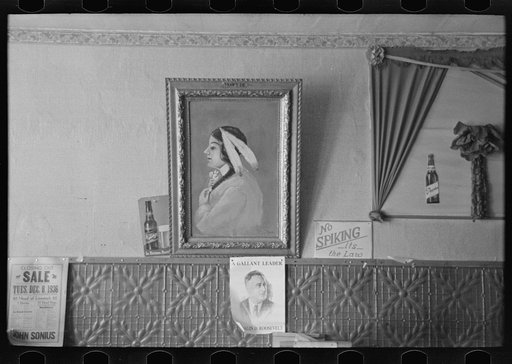 Decoration in poolroom in Dickens, Iowa