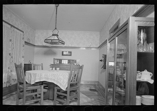 Dining room of Levi Mills farmhouse near Spencer, Iowa