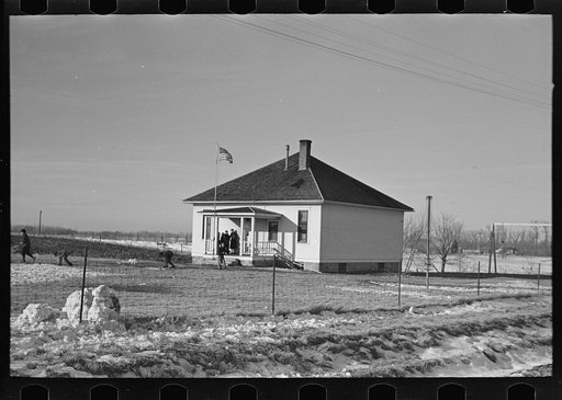 Untitled photo, possibly related to: Recess at country school house near Ruthven, Iowa