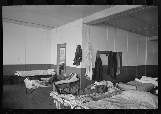 Corner of dormitory, homeless men's bureau, Sioux City, Iowa