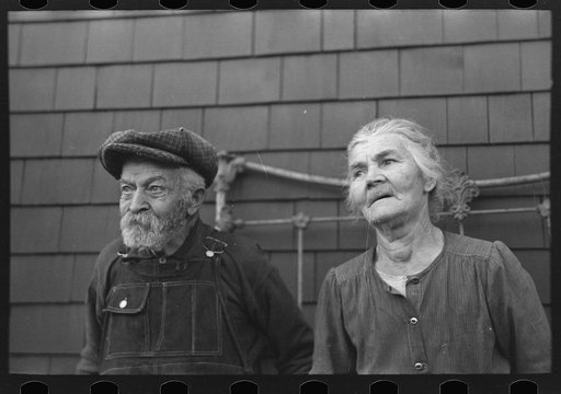 Closeup of Mr. and Mrs. Andrew Ostermeyer, homesteaders, Miller Township, Woodbury County, Iowa. They have lost their farm to a loan company