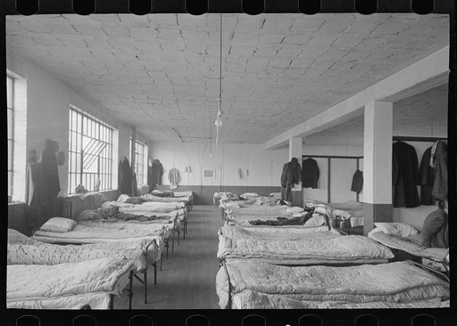 General view of dormitory, homeless men's bureau, Sioux City, Iowa