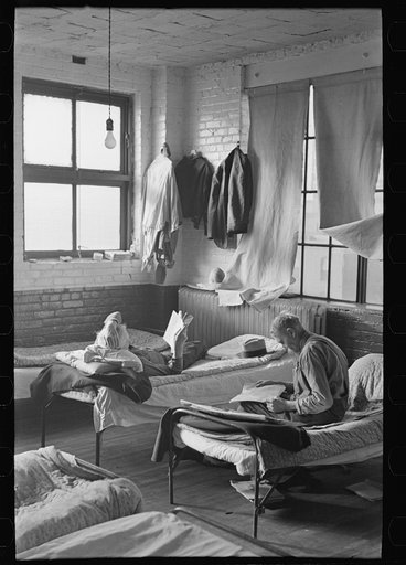 Corner of dormitory, homeless men's bureau, Sioux City, Iowa