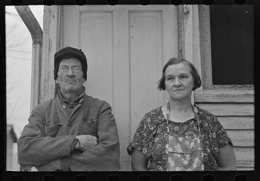 Mike Maloney and wife on farm near Denison, Iowa. They are buying groceries on credit, with no reserve of resources