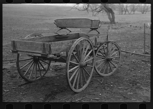 Untitled photo, possibly related to: A Democrat wagon on William Walling farm near Anthon, Iowa