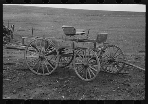 A Democrat wagon on William Walling farm near Anthon, Iowa